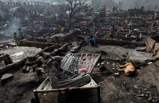 a woman sits on a broken bed with her family dog on the floor of a burnt out house as people search for their belongings after a fire broke out in a slum in karachi photo reuters a woman sits on a broken bed with her family dog on the floor of a burnt out house as people search for their belongings after a fire broke out in a slum in karachi photo reuters