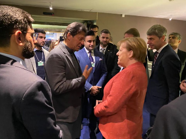 prime minister imran khan meets german chancellor angela merkel on the sidelines of the wef photo facebook imrankhanofficial