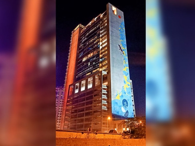 the mural titled 039 rising blue 039 was made by italian artist giuseppe percivati photo express the mural titled 039 rising blue 039 was made by italian artist giuseppe percivati photo express