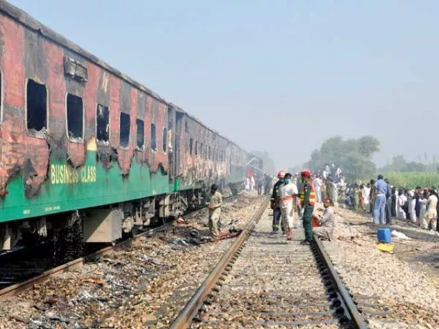 at least 74 lives were snuffed out when a blaze ignited by a cooking gas cylinder blast swept through a passenger train which was en route to rawalpindi from karachi on october 31 2019 photo express at least 74 lives were snuffed out when a blaze ignited by a cooking gas cylinder blast swept through a passenger train which was en route to rawalpindi from karachi on october 31 2019 photo express