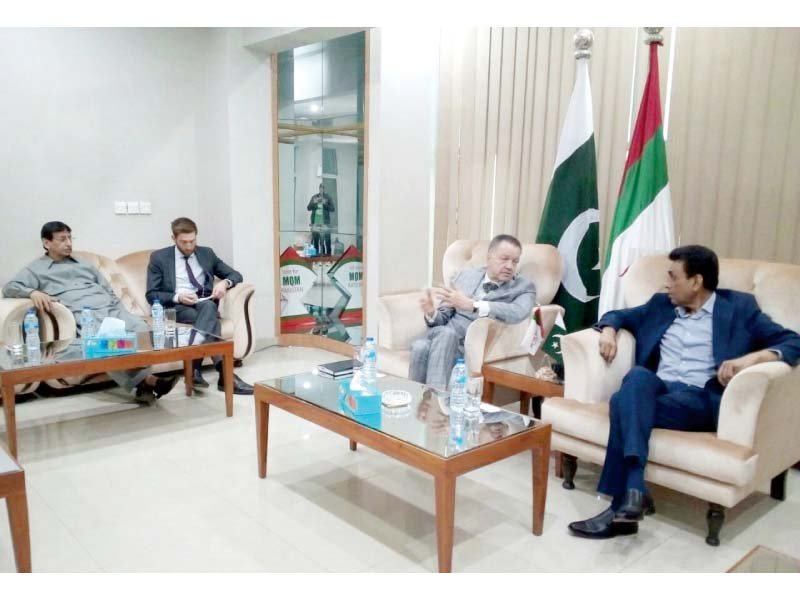 ambassador schlagheck along with first secretary dr martin herzer visited the mqm pakistan head office in bahadurbad where they met with the party s leaders including its convener khalid maqbool siddiqui photo express