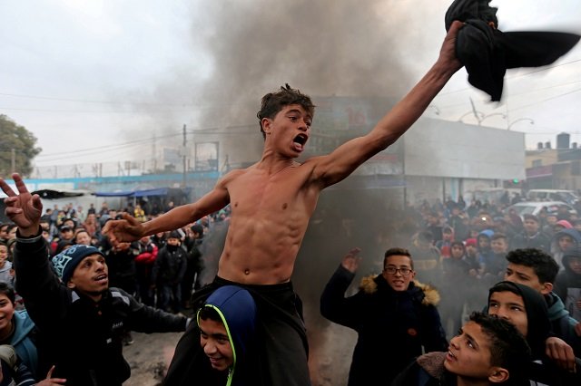 palestinian students take part in a protest against the us president donald trump 039 s middle east peace plan in the southern gaza strip january 29 2020 photo reuters