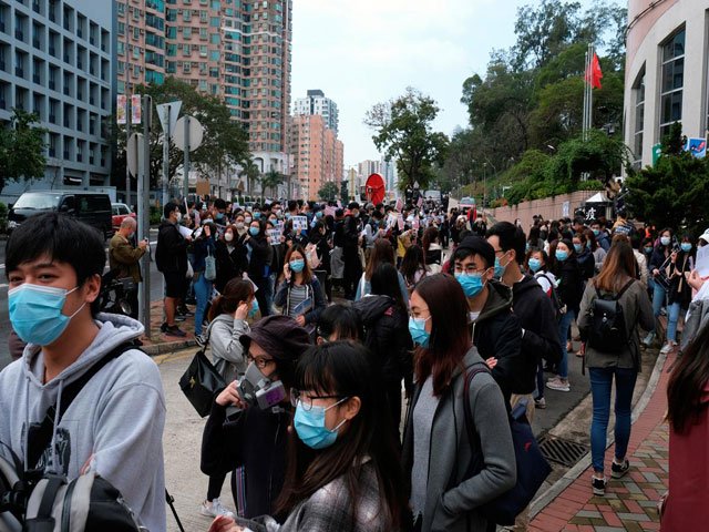 medical workers hold a strike outside the hospital authority as they demand for hong kong to close its border with china to reduce the coronavirus spreading in hong kong china february 4 2020 photo reuters