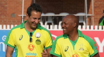 watch wasim akram turns back the clock in bushfire relief match