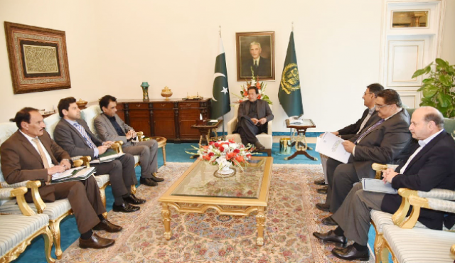 meeting at pm house also attended by planning minister asad umar and well as secretaries of the relevant ministries photo pid