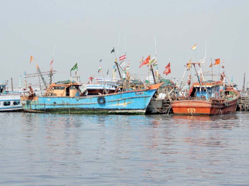 four fishing vessels carrying indian fishermen were intercepted by psma near sir creek 10 to 15 kilometres inside pakistani waters photo online