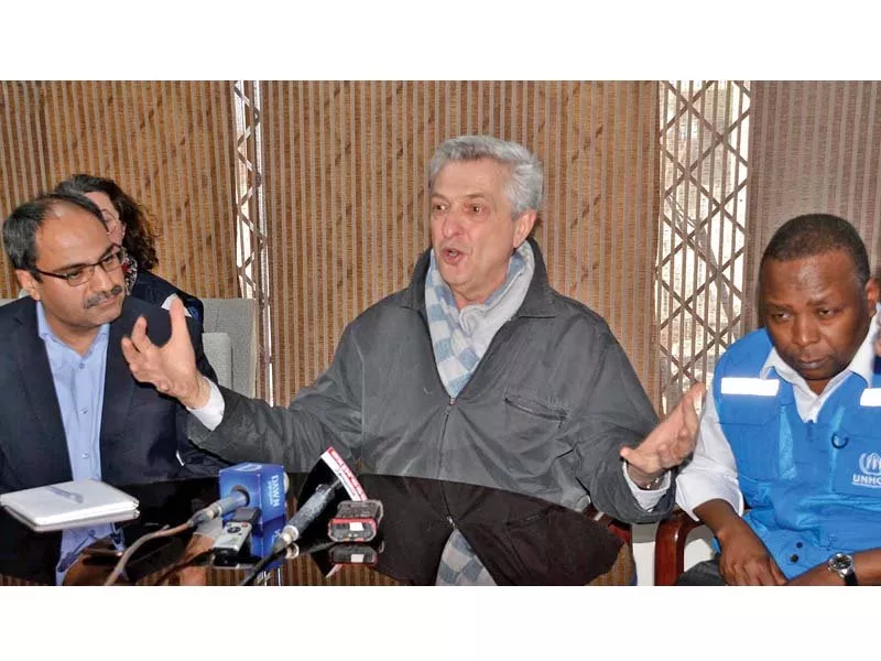 un high commissioner for refugees filippo grandi addresses a press conference in quetta photo inp un high commissioner for refugees filippo grandi addresses a press conference in quetta photo inp