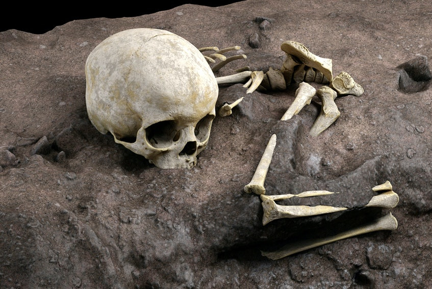 the remains of a child roughly age 3 who lived about 78 000 years ago and was found in a burial pit at a cave site in kenya called panga ya saidi the oldest known human burial in africa are seen in an undated virtual reconstruction photo reuters