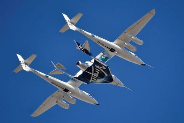 virgin galactic rocket plane the whiteknighttwo carrier airplane with spaceshiptwo passenger craft takes off from mojave air and space port in mojave california us february 22 2019 photo reuters