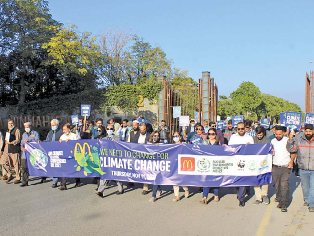 Participants of the awareness walk organised by McDonald’s Pakistan at F-9 Park, Islamabad. PHOTO: EXPRESS