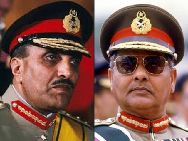 former military ruler general ziaul haq left and ex army chief mirza aslam bag photo file former military ruler general ziaul haq left and ex army chief mirza aslam bag photo file