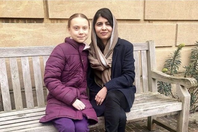 greta met malala young activists pictured together in oxford