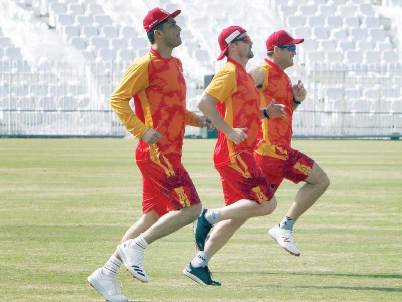 islamabad united players during a practice session ahead of their psl 20 match against the quetta gladiators scheduled for february 27 at the rawalpindi cricket stadium photo online