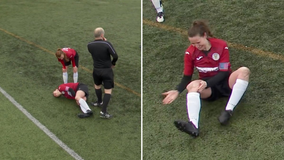 watch scottish footballer dislocates kneecap hammers it back in continues playing