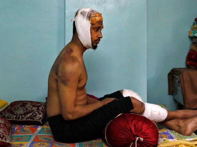 a group of men chanting pro hindu slogans beat mohammad zubair 37 who is muslim during protests sparked by a new citizenship law in new delhi india february 24 2020 photo reuters