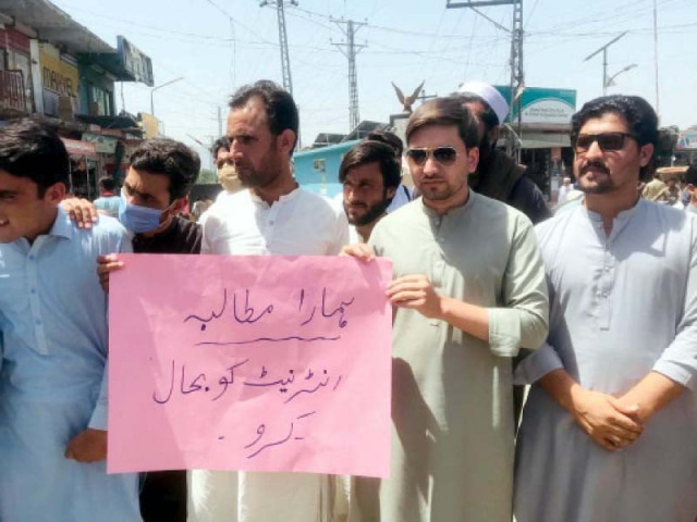 locals protest against ban on mobile internet in bajaur