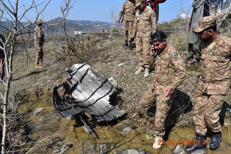 wreckage of indian jet shot down by paf photo file