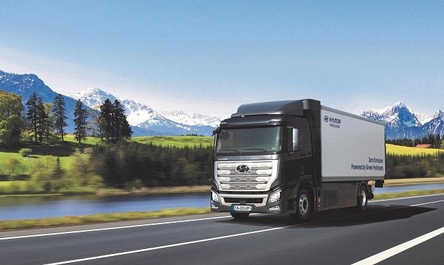hyundai 039 s h2 xcient fuel cell truck is pictured in this undated handout image the trucks are set to hit the roads in switzerland next month as the south korean automaker looks to establish a case for its zero emissions technology in a low carbon world photo reuters