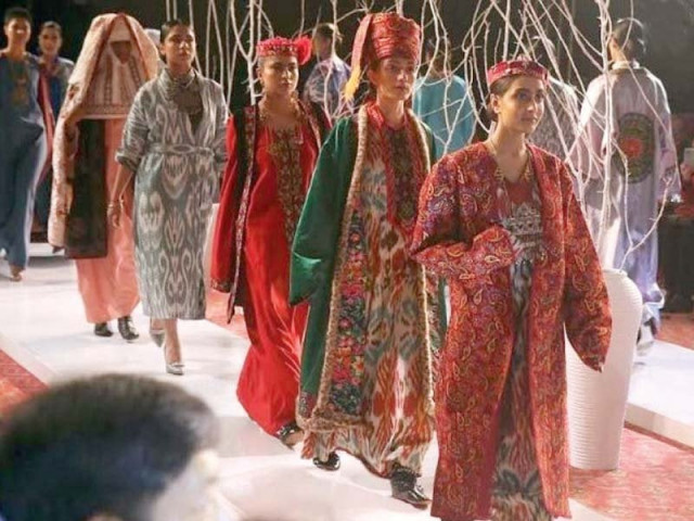 models walk on ramp at a fashion show organised by the uzbek embassy photo dna models walk on ramp at a fashion show organised by the uzbek embassy photo dna
