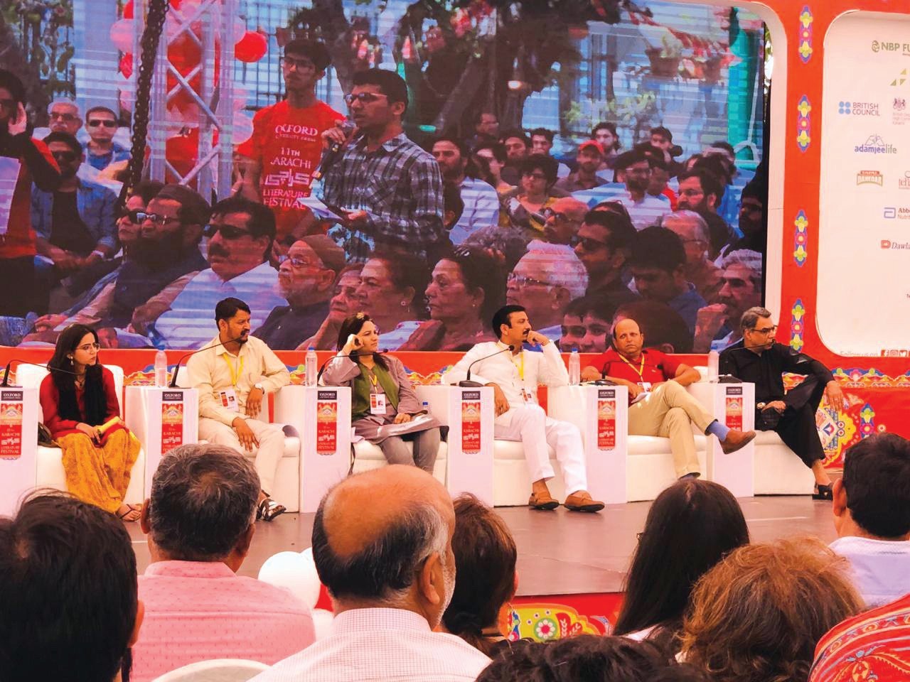 panelists discussed the role of student unions and whether the ban on these unions is legitimate during the last day of the karachi literature festival photo express