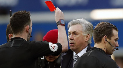 everton boss ancelotti sees red in man united draw everton boss ancelotti sees red in man united draw