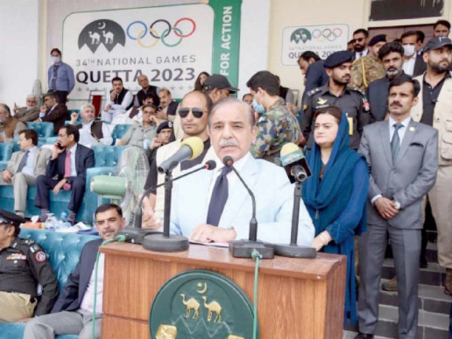 pm shehbaz sharif addresses the opening ceremony in quetta photo sabah