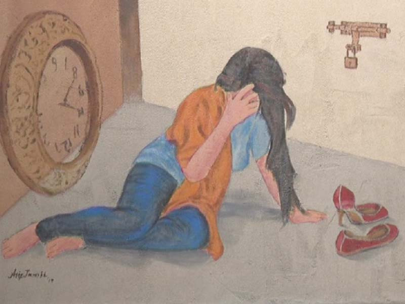 paintings depicting sufferings of multiple sclerosis patients went on display at the arts council of pakistan karachi to mark the world multiple sclerosis day on may 30 photos aftab khan express