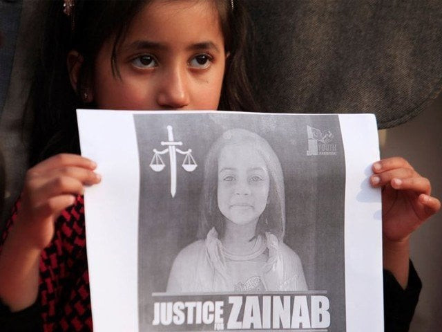 a girl holds up a picture of zainab ansaril who was raped and murdered in kasur during a protest in islamabad january 11 2018 photo reuters a girl holds up a picture of zainab ansaril who was raped and murdered in kasur during a protest in islamabad january 11 2018 photo reuters