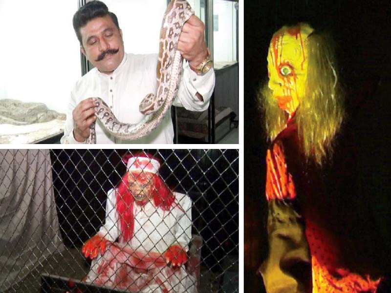 automated models and a collection of snakes await visitors at greater iqbal park s haunted house and snake house photos express