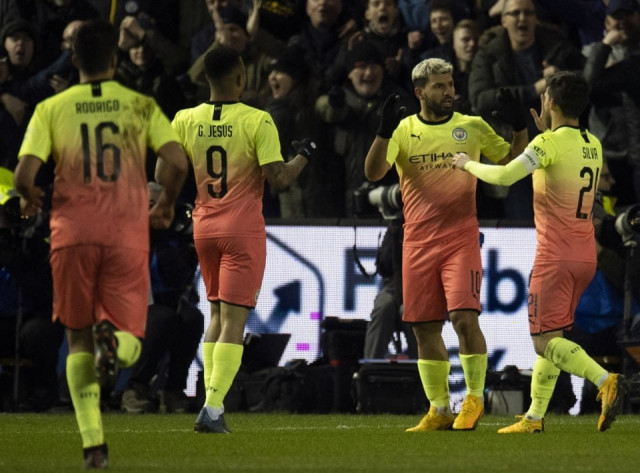 sergio aguero scored the only goal for the holders eight minutes into the second half photo afp sergio aguero scored the only goal for the holders eight minutes into the second half photo afp