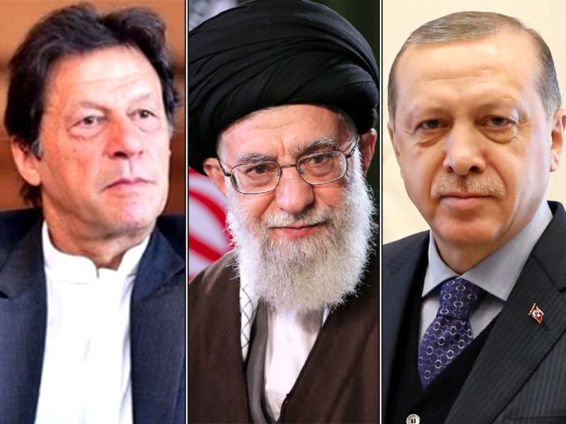 file photo of pm imran left0 ayatollah ali khamenei center recep tayyip erdogan right