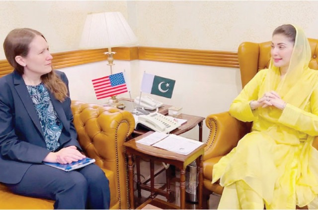 punjab chief minister maryam nawaz sharif and us consul general kristin hawkins discuss issues of bilateral interest during a meeting photo nni punjab chief minister maryam nawaz sharif and us consul general kristin hawkins discuss issues of bilateral interest during a meeting photo nni