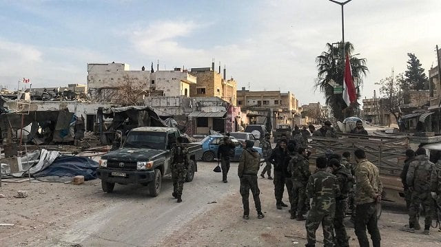 syrian army soldiers in the town of saraqib in the northwestern idlib province on march 6 2020 as government forces assumed control over the town photo afp syrian army soldiers in the town of saraqib in the northwestern idlib province on march 6 2020 as government forces assumed control over the town photo afp