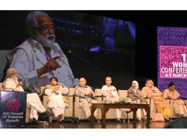 speakers shed light on the plight of female workers raising issues such as non payment of wages and gender inequality photo courtesy arts council pakistan