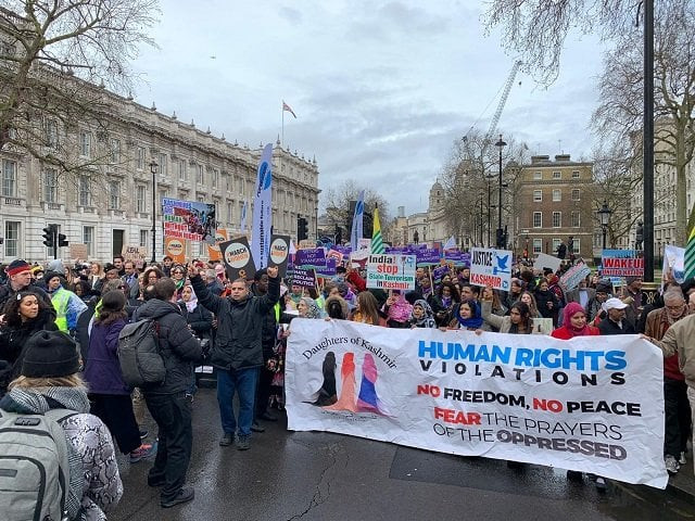 the protesters chant slogans against indian atrocities outside british prime minister 039 s house at 10 downing street photo express file the protesters chant slogans against indian atrocities outside british prime minister 039 s house at 10 downing street photo express file