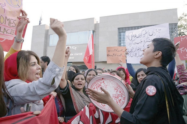 women participate in the aurat march in the federal capital top left amp right a man arrested for wearing a burqa to the aurat march bottom left a woman sports a slogan free woman painted on her cheek bottom right photo agencies women participate in the aurat march in the federal capital top left amp right a man arrested for wearing a burqa to the aurat march bottom left a woman sports a slogan free woman painted on her cheek bottom right photo agencies