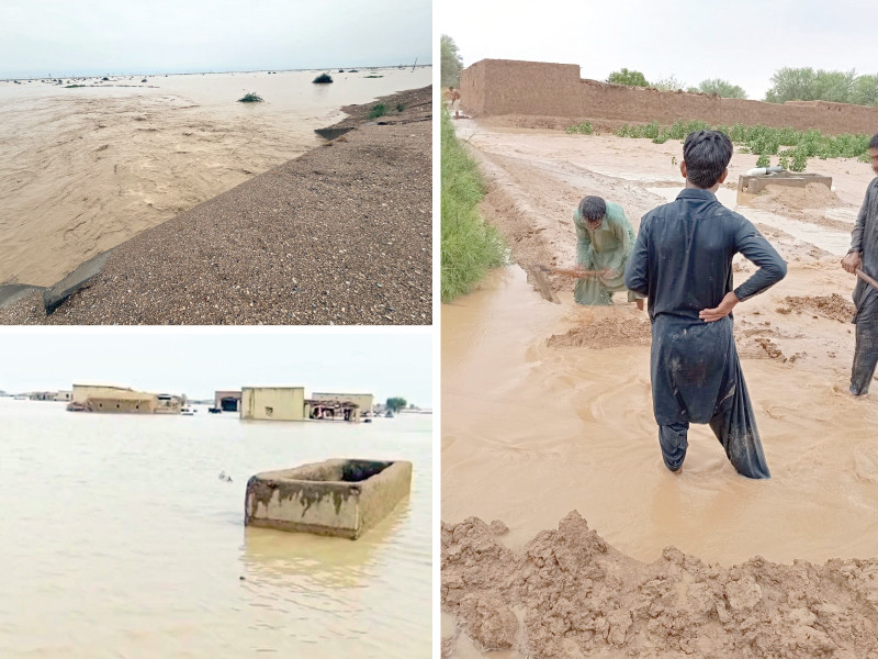 heavy downpour causes overflow of irrigation channels around dera ghazi khan photo express