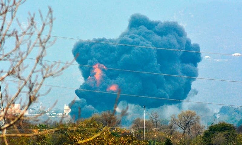 smoke seen at the crash site following the incident photo afp