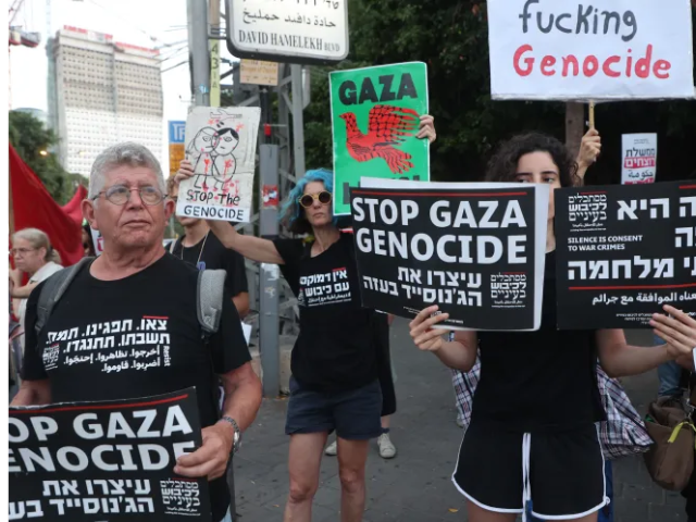 Israelis demonstrate to support Palestinian civilians in the Gaza Strip and against the Israeli government, in front of the Sourasky Medical Centre – Ichilov, in Tel Aviv, on August 25, 2025 [AFP]