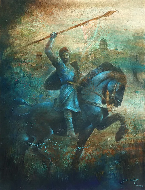 the paintings princess on the river bank and prince on respite were a major switch towards figurative paintings in oil photo file the paintings princess on the river bank and prince on respite were a major switch towards figurative paintings in oil photo file
