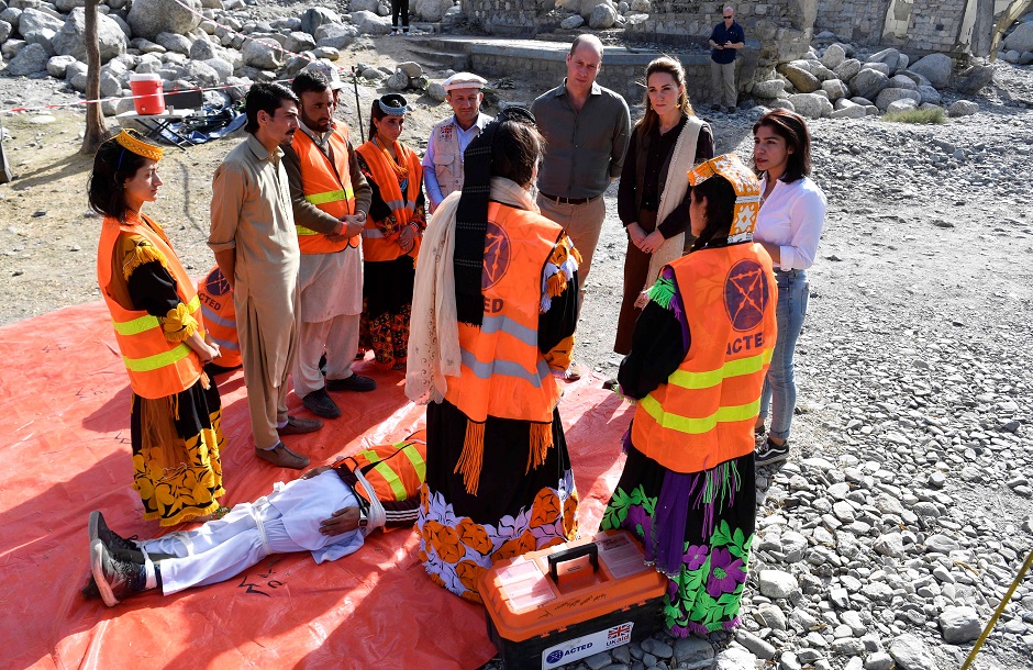Britain's Prince William and Catherine, Duchess of Cambridge visit a village in the Chitral District of Khyber-Pakhtunkhwa. PHOTO: REUTERS