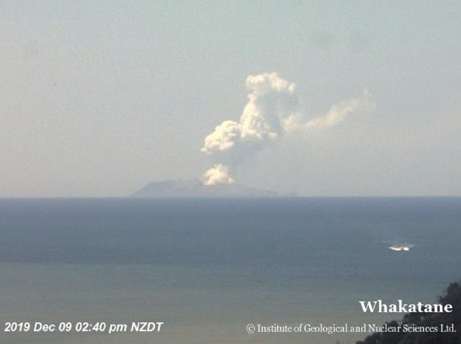 Smoke bellows from Whakaari, also known as White Island, volcano as it erupts in New Zealand. PHOTO: REUTERS 