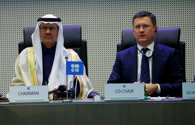 saudi arabia 039 s minister of energy prince abdulaziz bin salman al saud and russia 039 s energy minister alexander novak are seen at the beginning of an opec and non opec meeting in vienna austria december 6 2019 photo reuters