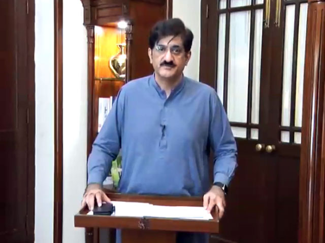 a screenshot from the video message of sindh chief minister murad ali shah