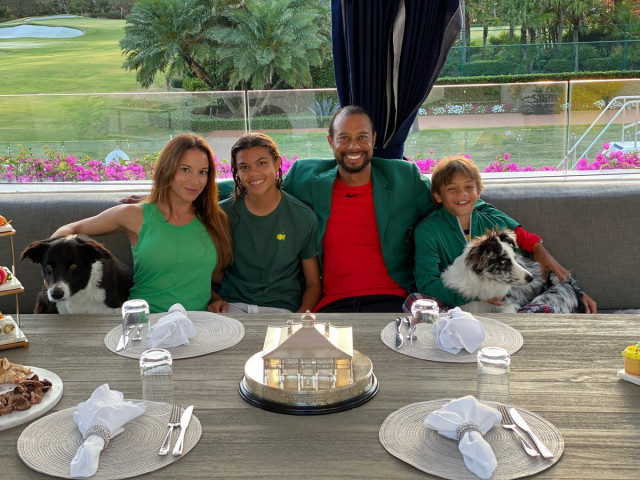 golf legend hosts girlfriend herman daughter sam son charlie in south florida photo afp