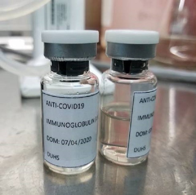 the vials containing the intravenous immunoglobulin ivig prepared by the dow university of medical sciences photo express