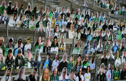 no fans just cut outs gladbach prepare to play in empty stadiums no fans just cut outs gladbach prepare to play in empty stadiums