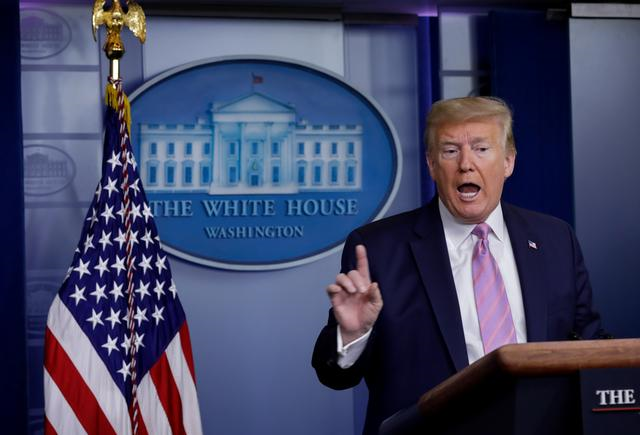 us president donald trump speaks during the coronavirus response daily briefing at the white house in washington us april 10 2020 photo reuters