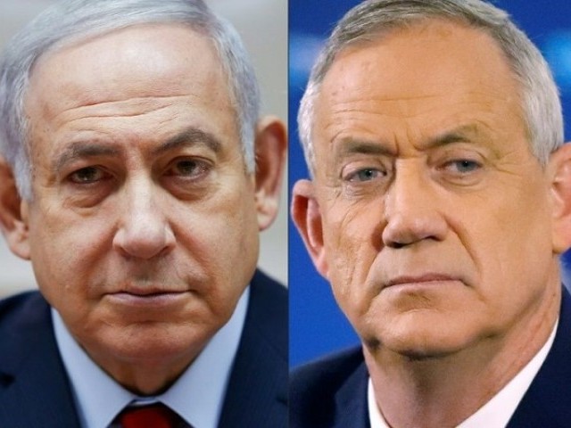 netanyahu s right wing likud and gantz s blue and white party issued a joint statement saying they had signed a unity deal photo afp file