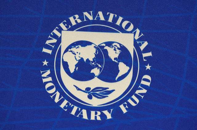 the logo of the international monetary fund imf is seen during a news conference in santiago chile july 23 2019 photo reuters